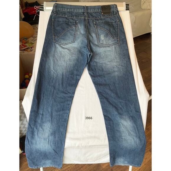 Ring of Fire Men Slim Straight Jeans size 34 x 32 Blue Mid Rise Frayed - Picture 10 of 11